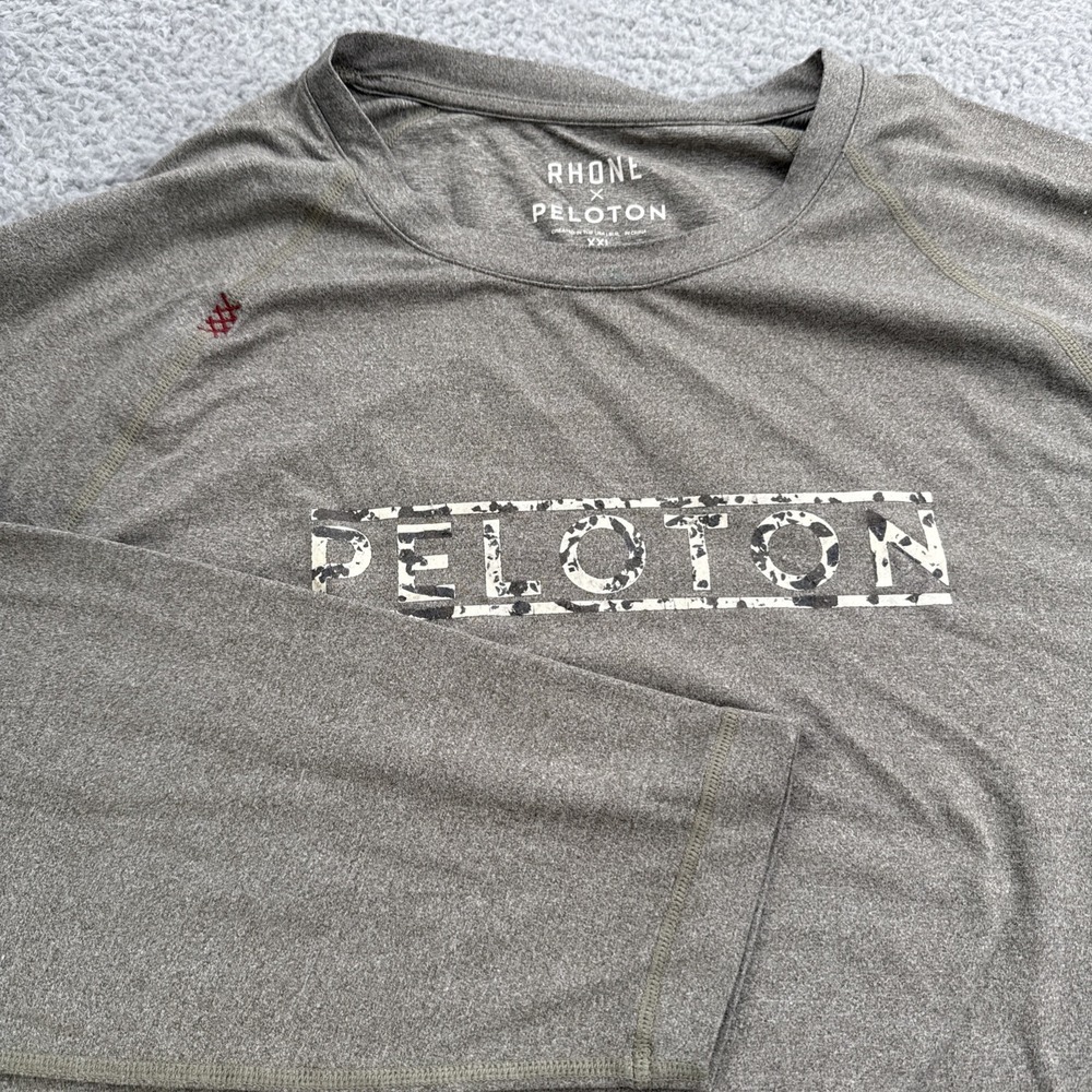Rhone Athletic Shirt Mens XXL 2XL Gray Long Sleeve Peloton Gym Running Workout